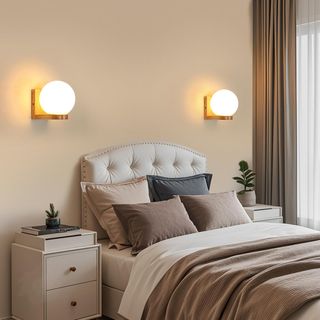 Lámpara de pared madera y cristal E27