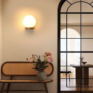 Lámpara de pared madera y cristal E27