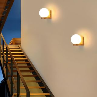 Lámpara de pared madera y cristal E27