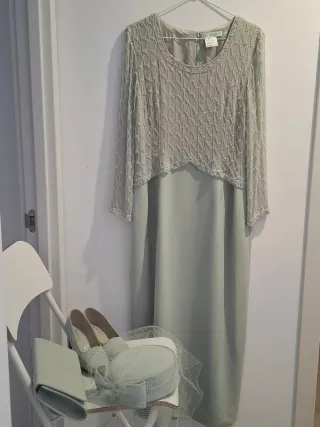 Vestido Pronovias largo verde talla XL y complemen