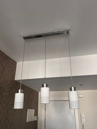 Lámpara de salón cristal blanco y metal