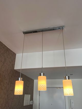 Lámpara de salón cristal blanco y metal