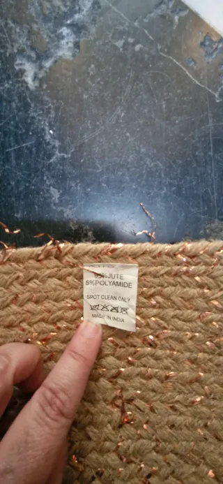 Alfombra redonda yute marrón y dorado