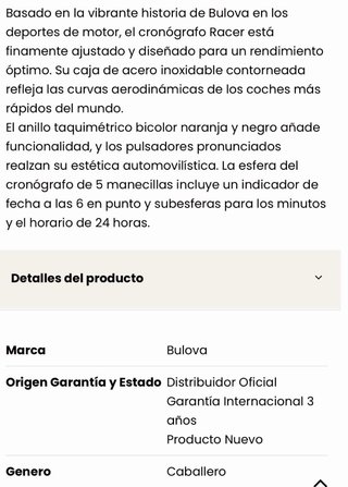 Reloj Bulova Racer Cronógrafo Marrón/Plata