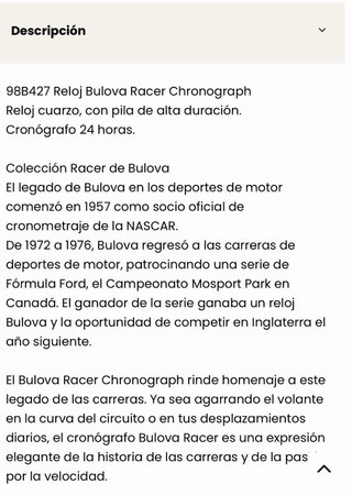 Reloj Bulova Racer Cronógrafo Marrón/Plata