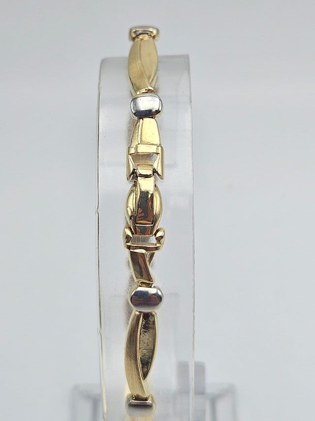Pulsera de Oro Combinado 18K, Barras, 10gr, 20cm