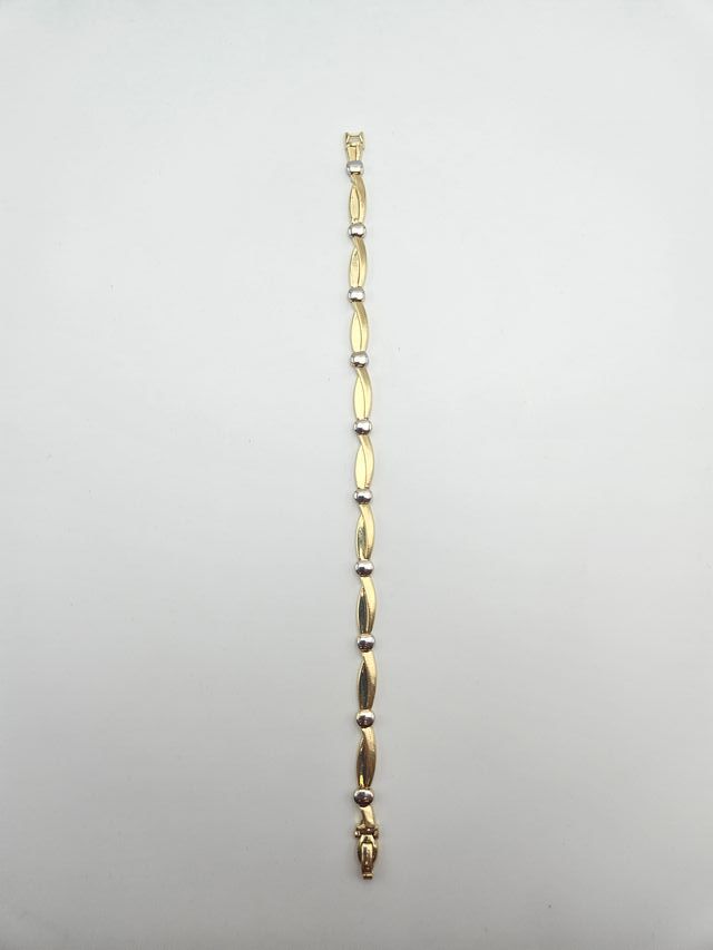 Pulsera de Oro Combinado 18K, Barras, 10gr, 20cm