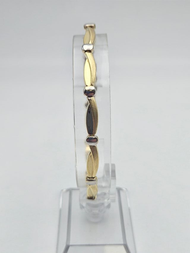 Pulsera de Oro Combinado 18K, Barras, 10gr, 20cm