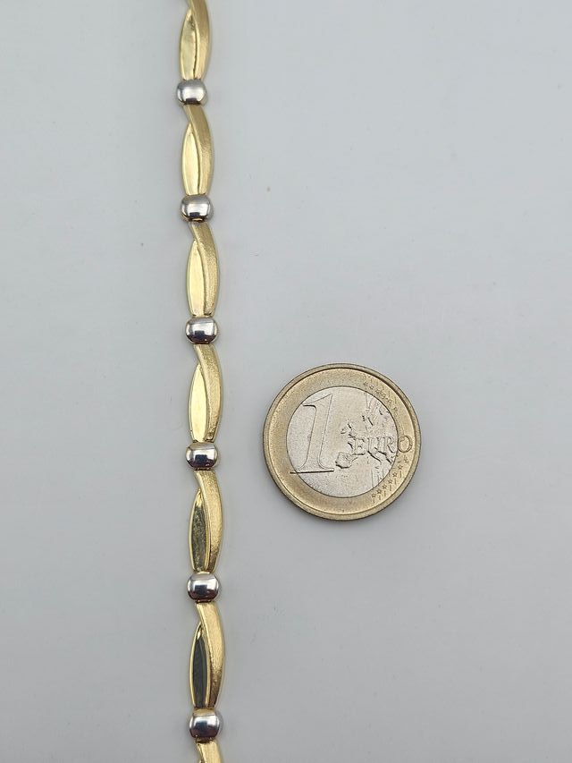Pulsera de Oro Combinado 18K, Barras, 10gr, 20cm