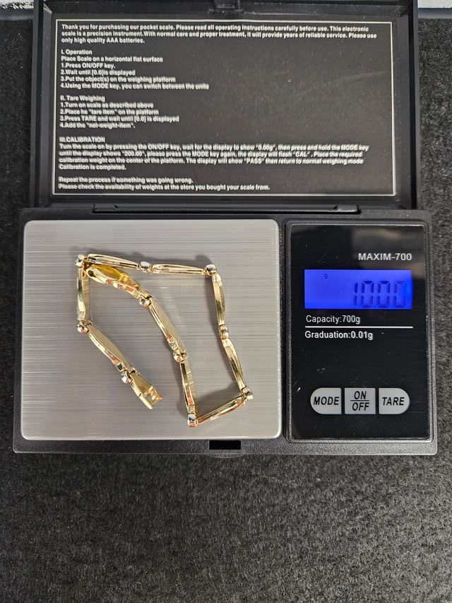 Pulsera de Oro Combinado 18K, Barras, 10gr, 20cm