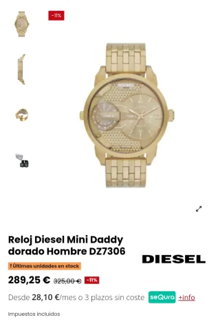 Reloj Diesel Mini Daddy Dorado DZ7306