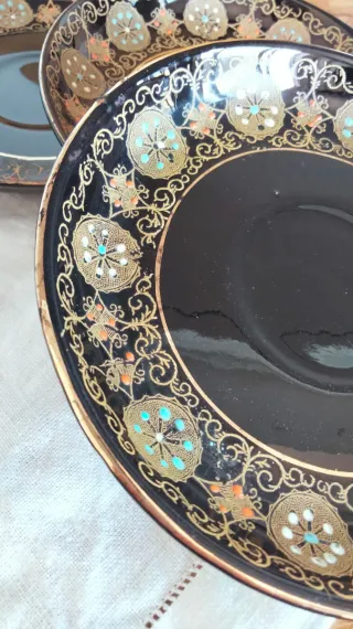 3 Piatti Neri Oro G&S England
