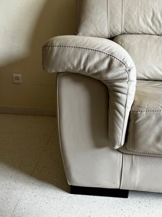 Sofá de piel 3+2 plazas beige