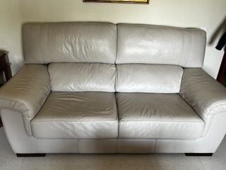 Sofá de piel 3+2 plazas beige
