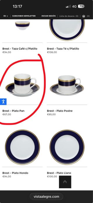 Vajilla porcelana azul y oro