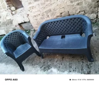 Conjunto de jardín de plástico negro