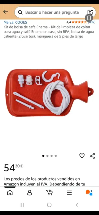 Kit de bolsa de agua, enema.