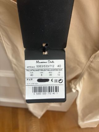 Pantalón Massimo Dutti Beige Talla 40