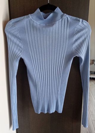 Jersey de mujer azul de canalé