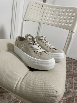 Zapatos CK Mujer Beige/Blanco