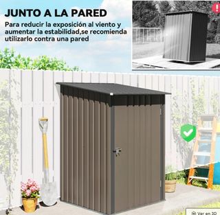 Caseta Jardín Metálica 0,92m² Marrón/Gris