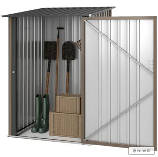 Caseta Jardín Metálica 0,92m² Marrón/Gris