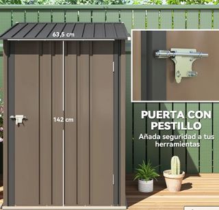 Caseta Jardín Metálica 0,92m² Marrón/Gris