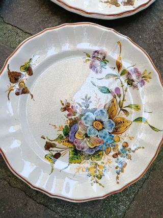 Set 4 Piatti Decorativi Fiori Vecchia Bassano