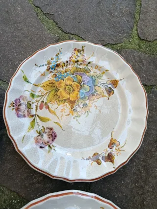 Set 4 Piatti Decorativi Fiori Vecchia Bassano