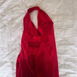 Vestido largo rojo terciopelo ZARA