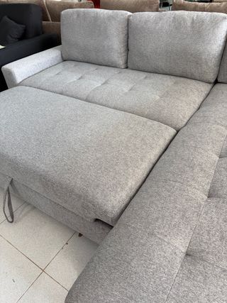 Sofá Cama Gris con Chaise Longue