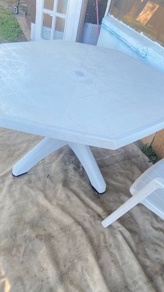 Tavolo da giardino ottagonale bianco con 8 sedie