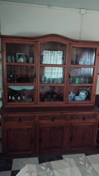 Mueble Alacena Rústica Madera y Cristal