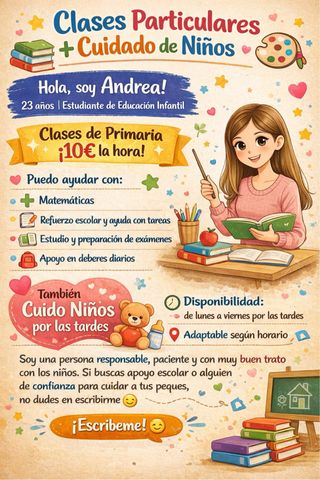 Clases particulares + cuidado de niños