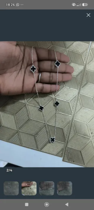 Collar 5 tréboles Plata 925 Negro Ajustable