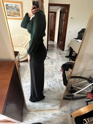 Blusa manga larga escote lagrima cintura ceñida