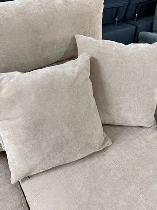Sofá chaise longue beige extensible + 4 taburetes
