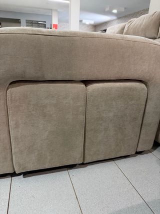 Sofá chaise longue beige extensible + 4 taburetes