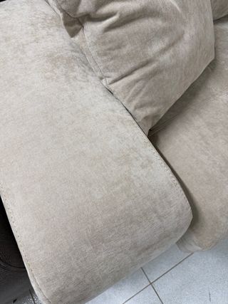 Sofá chaise longue beige extensible + 4 taburetes