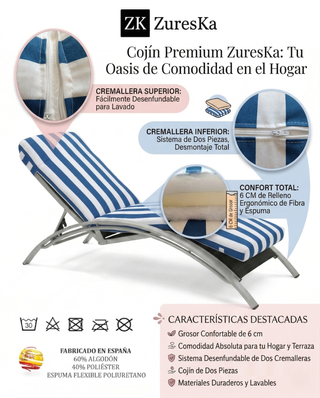 Pack 2 Cojines Tumbona 180x50x6