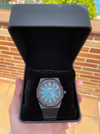 Reloj Seiko Mod Negro Esfera Azul