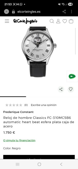Reloj Frederique Constant Automático Esfera Blanca