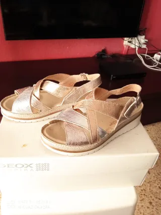 Sandalias Pitillos Talla 39 Oro y Plata