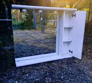 Specchio bagno con anta/mensola e faretti