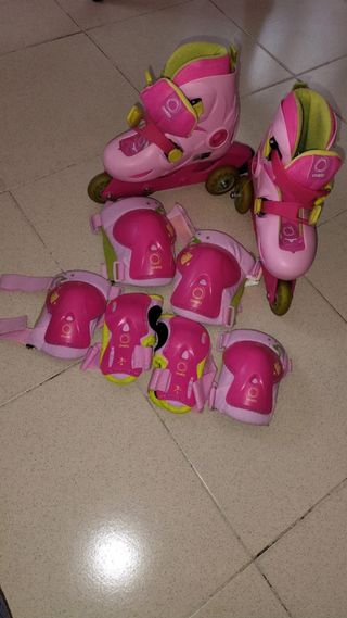 Patines niña rosas con protecciones