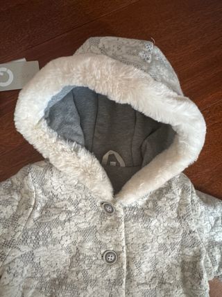 Giubbotto e fascetta neonata bianco e grigio