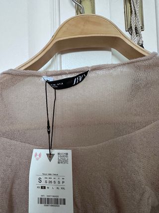 Blusa Zara volantes talla S,  beige/rosa