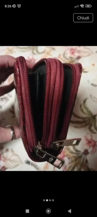 Portafoglio donna vintage  effetto pitone rosso