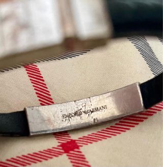 Pulsera de cuero y acero para hombre de Emporio Ar