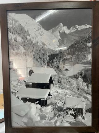 Quadro paesaggio innevato in legno